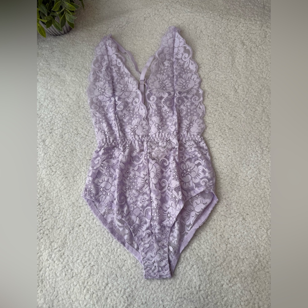 We are HAH Comin' in HAHT Lace Bodysuit in Lavender